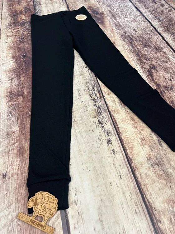 Zimní junior MERINO leginy ZM Basic - Černé