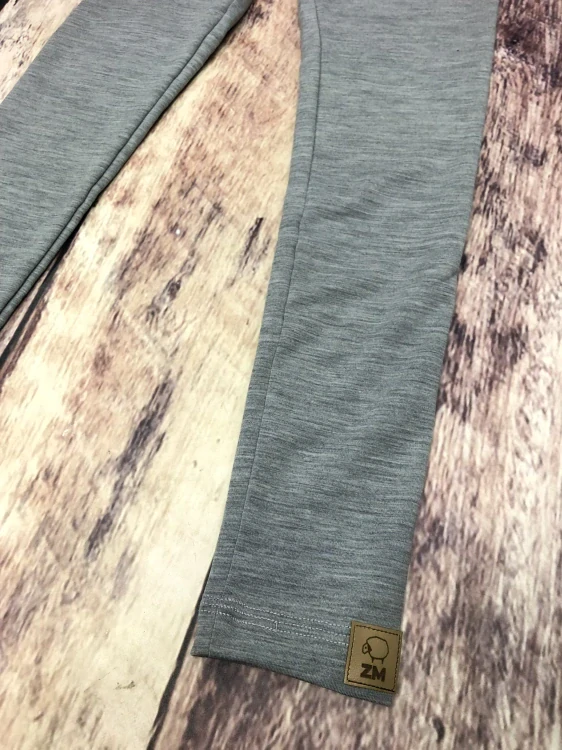 Zimní junior MERINO leginy ZM Basic exclusive - Šedý  melír