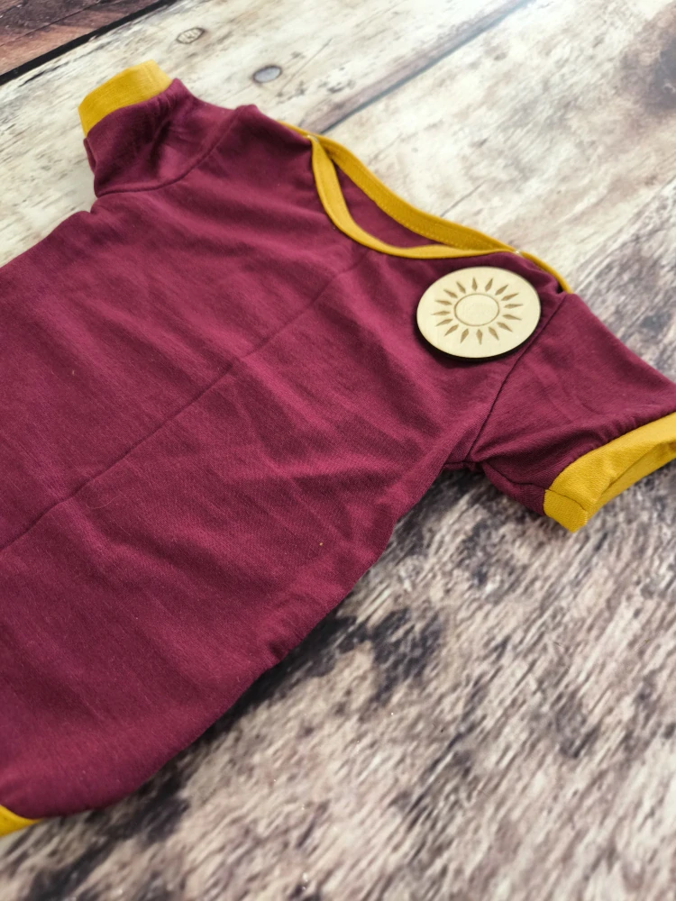 Rostoucí letní MERINO body Lambio, KR - Vínová/kari lem*