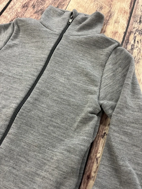 Mikina merino jaro/podzim se stojáčkem na zip Lambio - Světle šedý melír