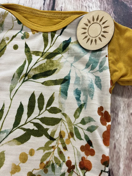 Rostoucí letní MERINO body Lambio, KR - Lístečky/kari*