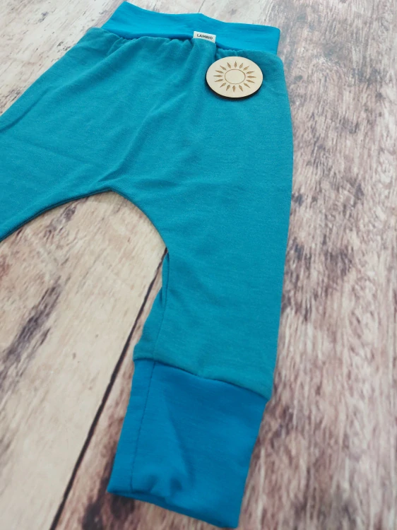 LETNÍ merino harémky Lambio - Petrol/tyrkys lem*