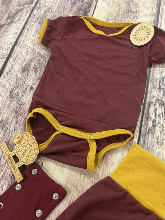 Rostoucí letní MERINO komplet Lambio, KR - Bordo/kari lem*