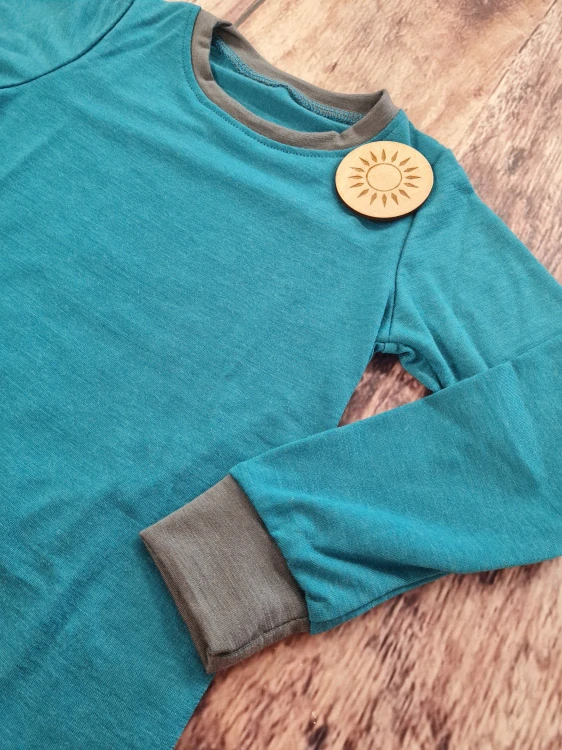 Letní MERINO tričko Lambio, DR - Petrol/šedý lem*