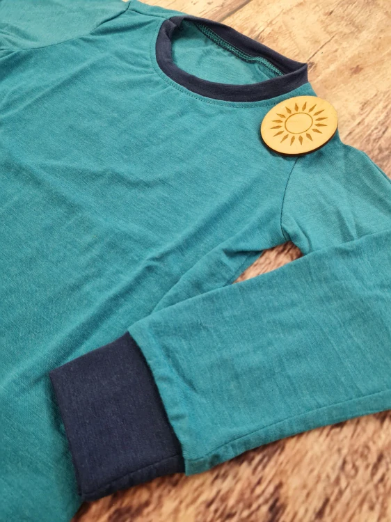 Letní MERINO tričko Lambio, DR - Petrol/navy lem*