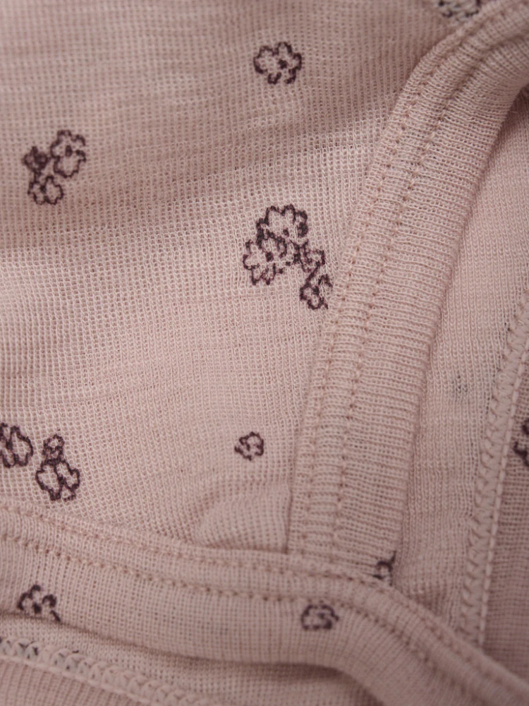 Dětská merino/hedvábí zavazovací čepice FIXONI - Pale Mauve