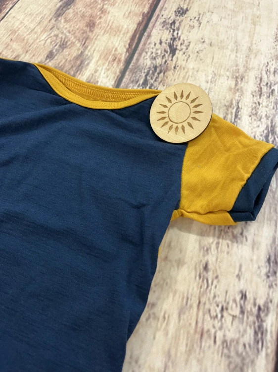 Rostoucí letní MERINO body Lambio, KR - Tmavě modrá/kari*