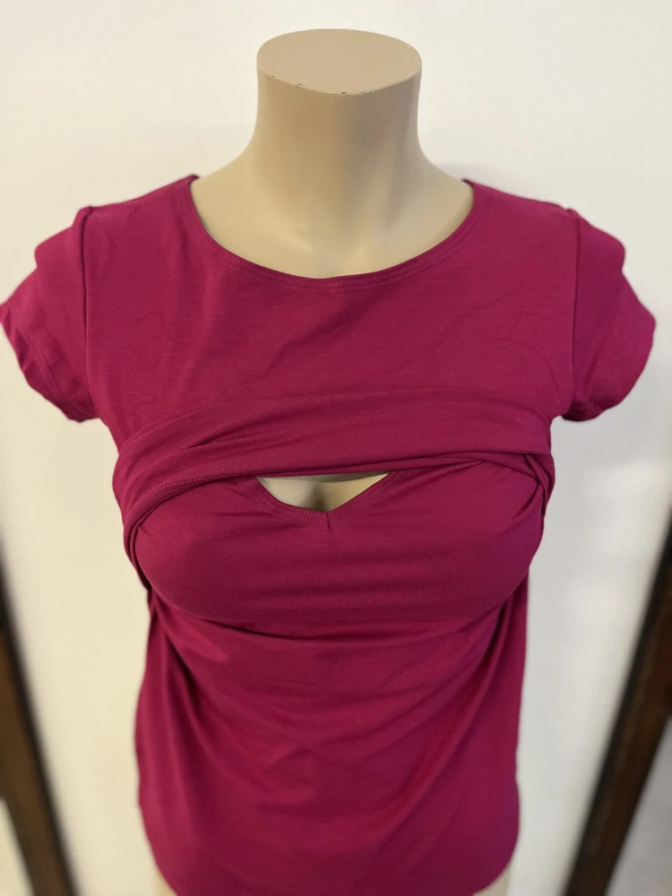 Dámské bambusové kojicí tričko ZM Basic, KR - Sangria