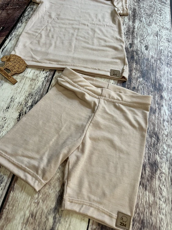 Dětský letní MERINO komplet/pyžamo ZM Basic, KR - Pískový