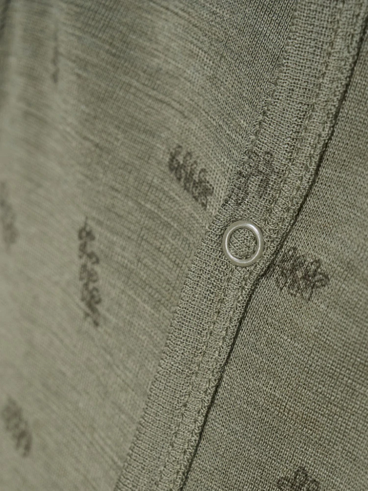 Celoroční merino/hedvábí overal Fixoni - Celopotisk - Deep Lichen Green