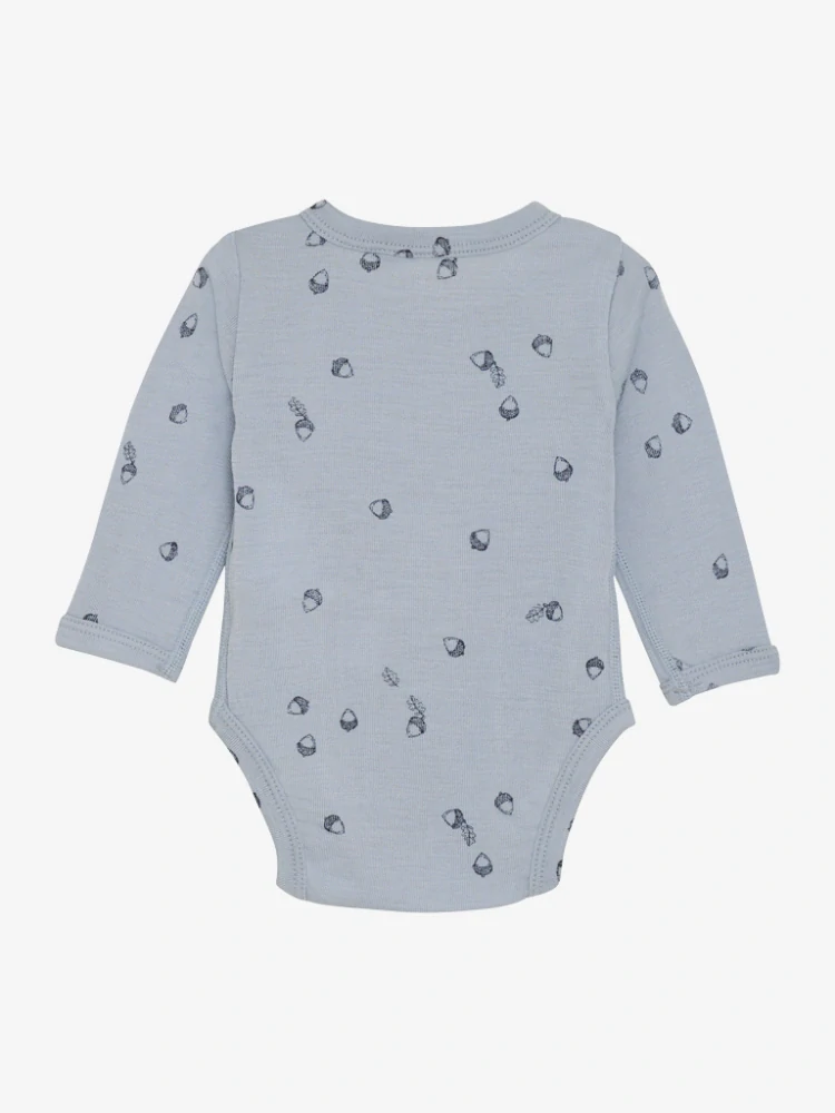 Celoroční merino/hedvábí body Fixoni, DR - Celopotisk - Blue Fog