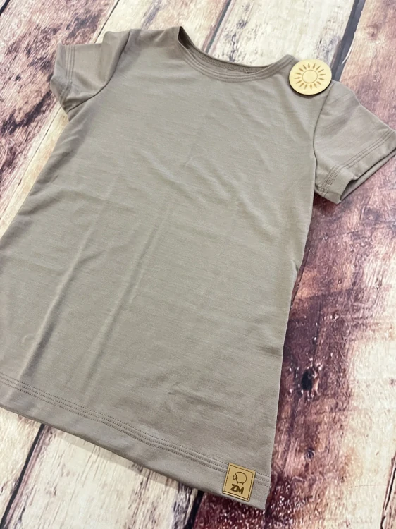 Letní junior MERINO tričko ZM Basic, KR - Moka