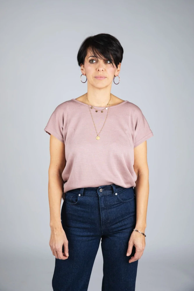 Dámské merino/hedvábí tričko Engel, KR - Dusty rose