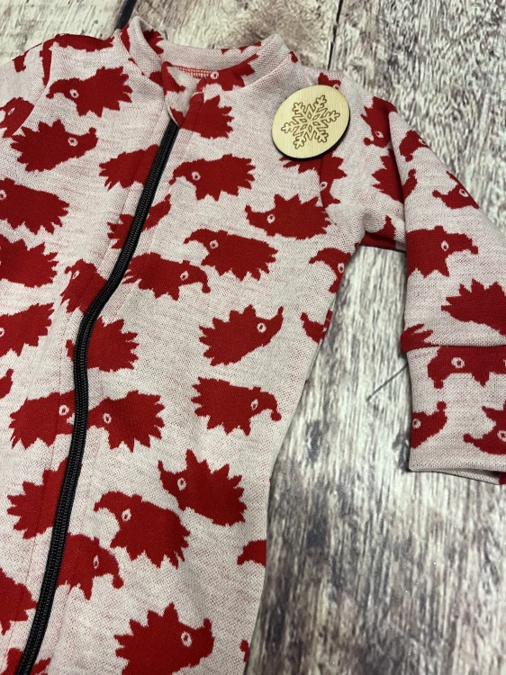 Rostoucí zimní MERINO overal Lambio, DR - Ježci červení