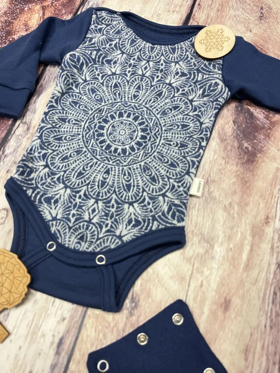 Rostoucí zimní MERINO body Lambio, DR - Mandala modrá/navy*