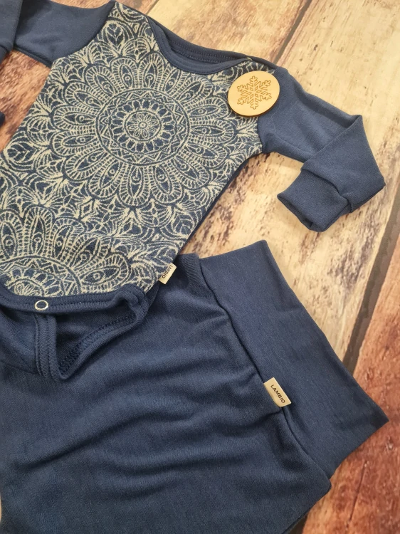Rostoucí zimní MERINO komplet Lambio, DR - Mandala modrá/Navy*
