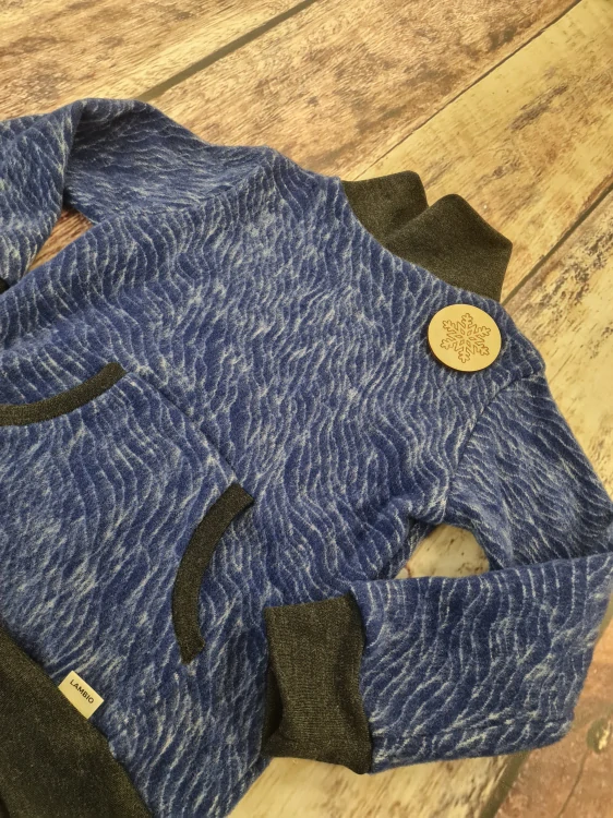 Mikina merino fleece se stojáčkem Lambio - Modré duny 