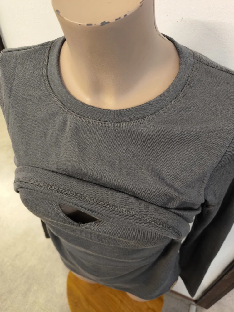 Dámské zimní MERINO kojící tričko ZM Basic, DR - Šedé