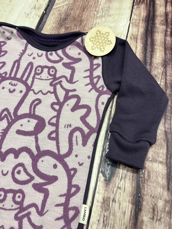 Rostoucí zimní MERINO body Lambio, DR - Postavičky mauve/fialová*