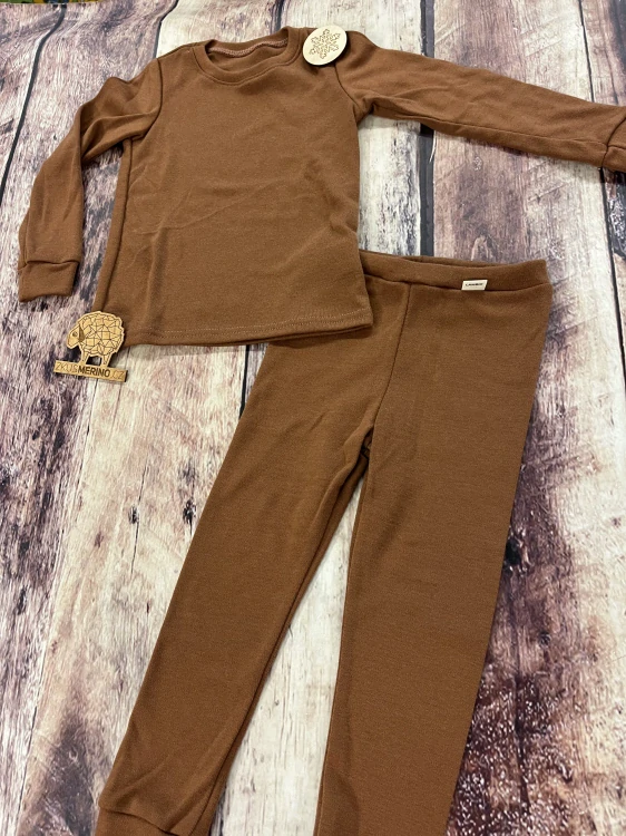 Zimní MERINO komplet / pyžamo Lambio - Skořice*