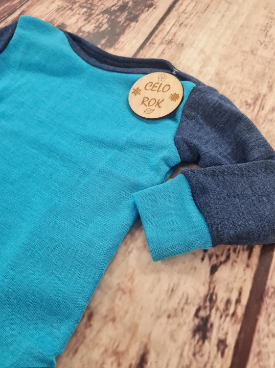 Rostoucí celoroční MERINO body Lambio, DR - Tyrkys/navy*