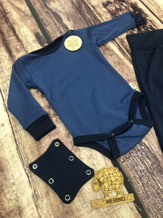 Rostoucí zimní MERINO komplet Lambio, DR - Středně modrá/navy*