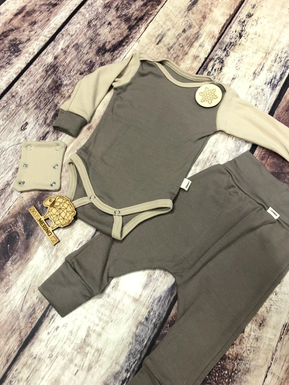 Rostoucí zimní MERINO komplet Lambio, DR - Oříšek/pískový lem*