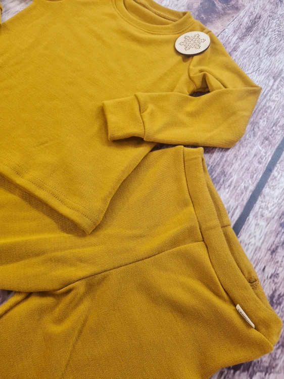 Zimní MERINO komplet / pyžamo Lambio - Hořčice*