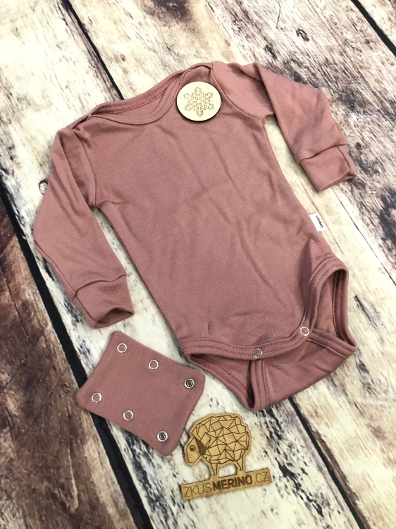 Rostoucí zimní MERINO body Lambio, DR - Dusty rose*