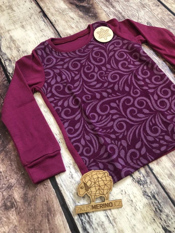 Zimní MERINO tričko Lambio, DR - Kudrlinky/sangria*