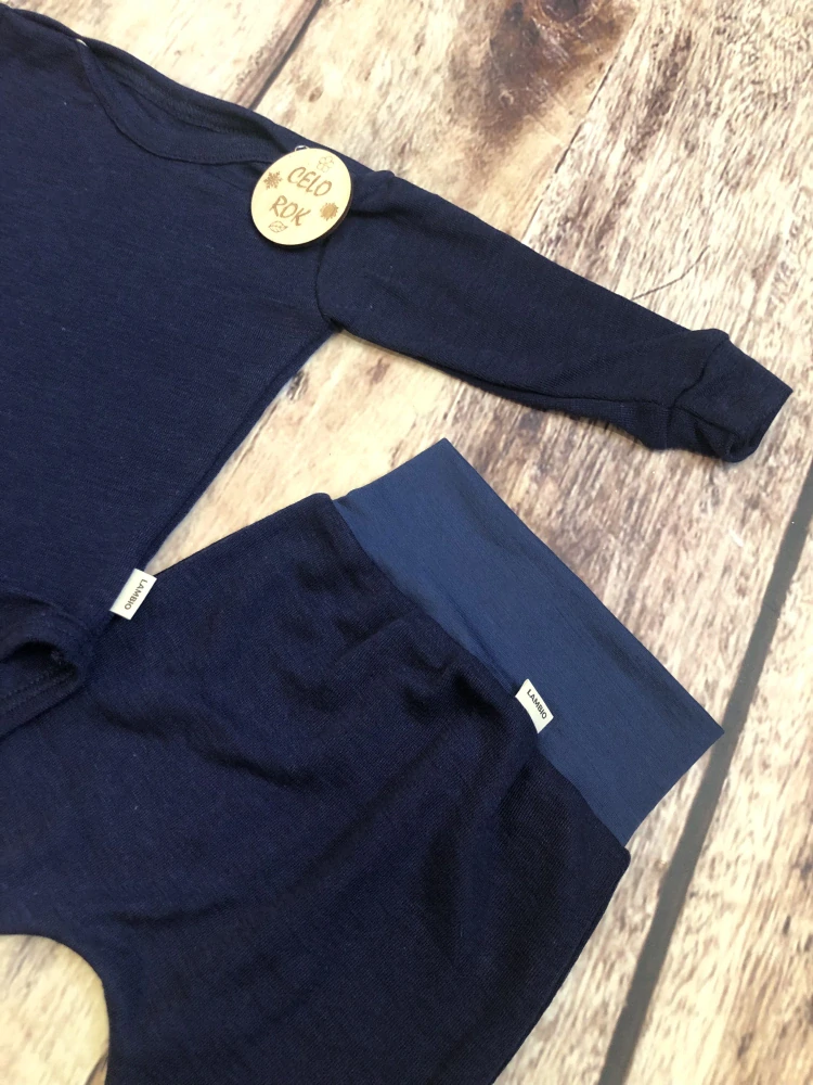 Rostoucí celoroční MERINO/HEDVÁBÍ komplet Lambio - Tmavě modrý