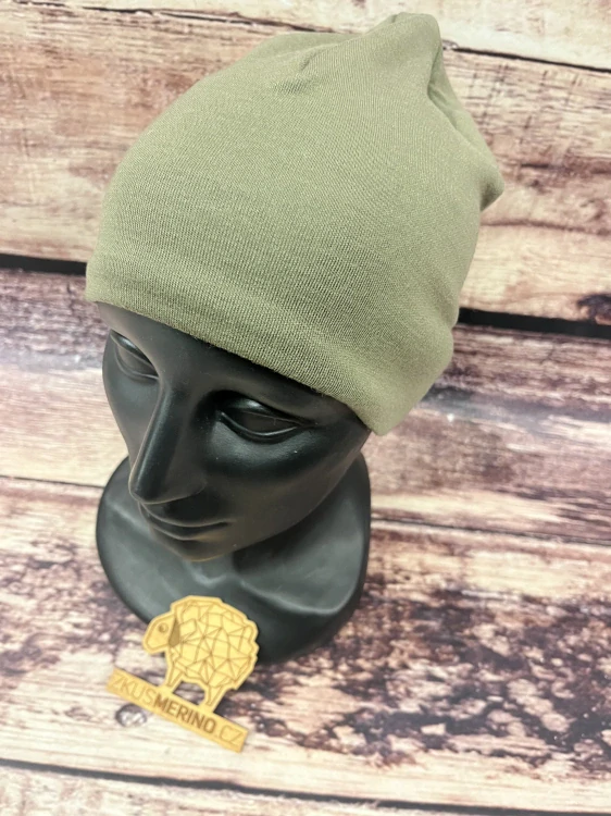 Merino čepice zimní ZM Basic - Khaki