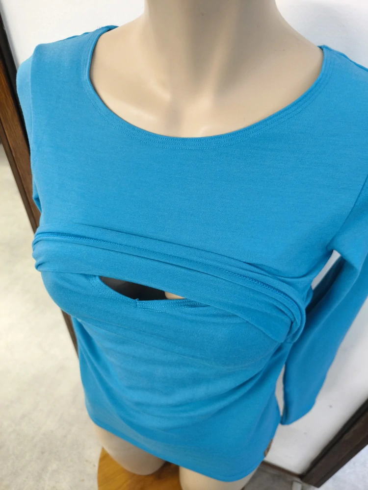 Dámské zimní MERINO/lycra kojící tričko ZM Basic, DR - Tyrkys