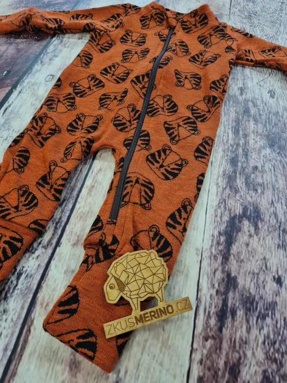 Rostoucí zimní MERINO overal Lambio, DR - Tygři oranžová