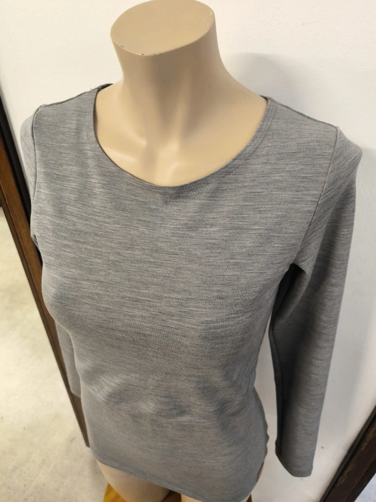 Dámské zimní MERINO/LYCRA kojící tričko ZM Basic, DR - Šedý melír