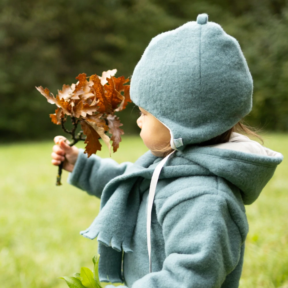 Čepice Iobio merino-fleece zavazovací - Sage Green