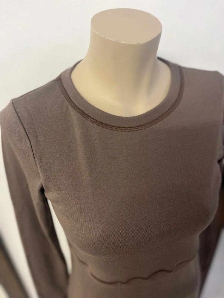 Dámské zimní MERINO kojící tričko ZM Basic, DR - Kavové