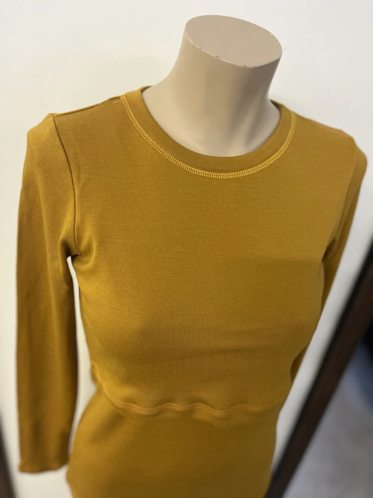 Dámské zimní MERINO kojící tričko ZM Basic, DR - Hořčice