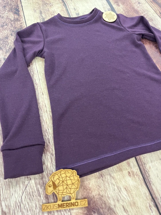 Zimní junior MERINO tričko ZM Basic, DR - Lilek
