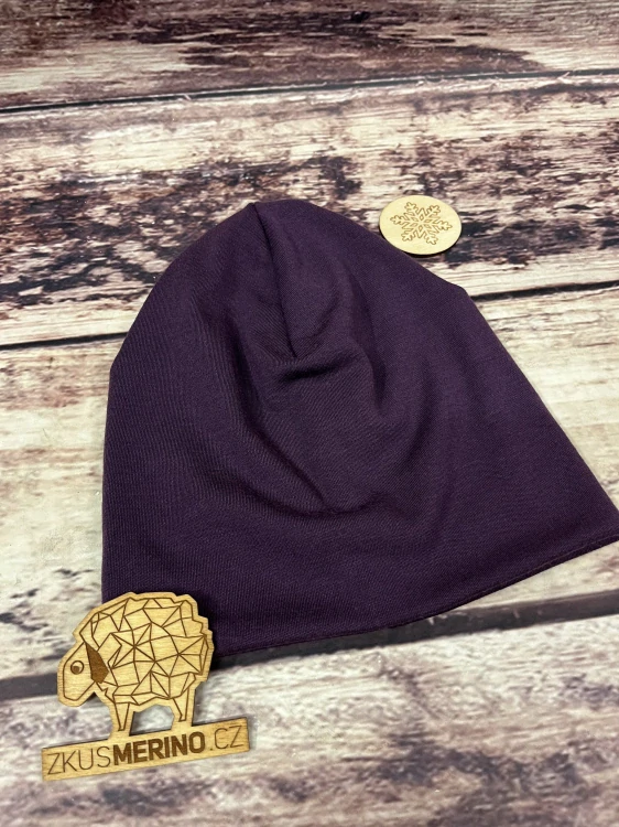 Merino čepice zimní ZM Basic - Lilková