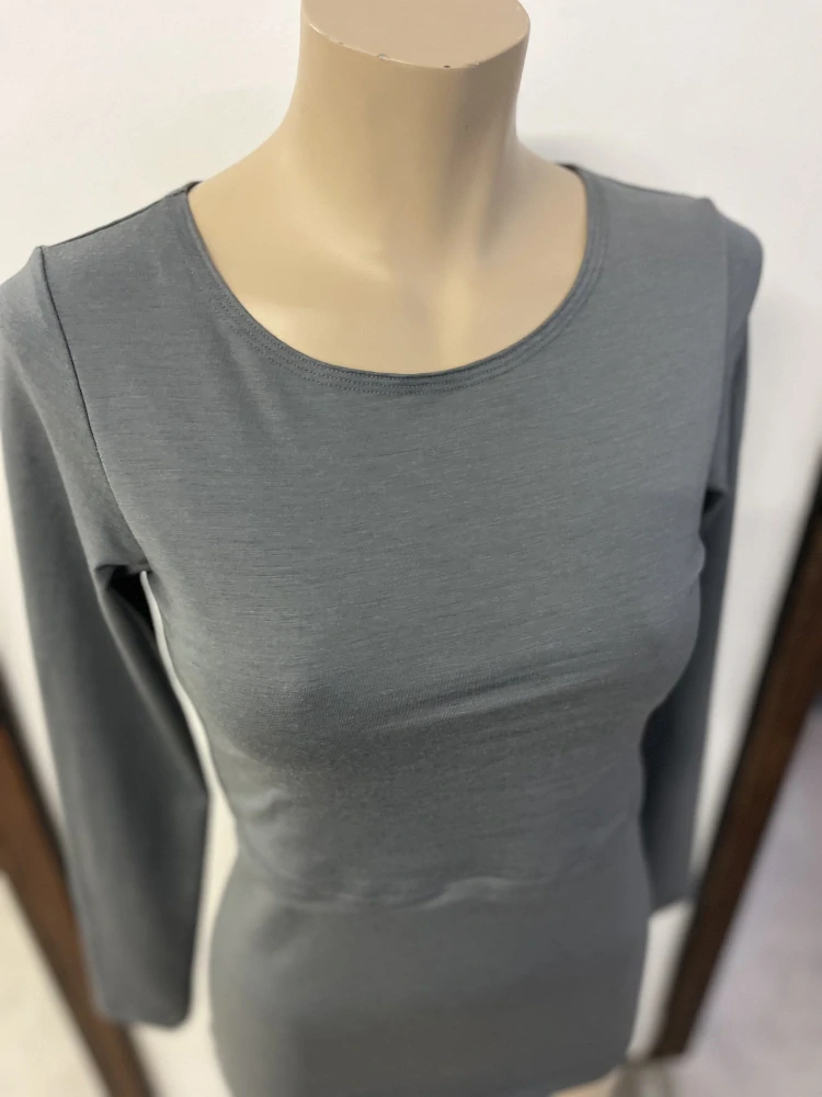 Dámské celoroční MERINO/LYCRA kojící tričko ZM Basic, DR - Středně šedé