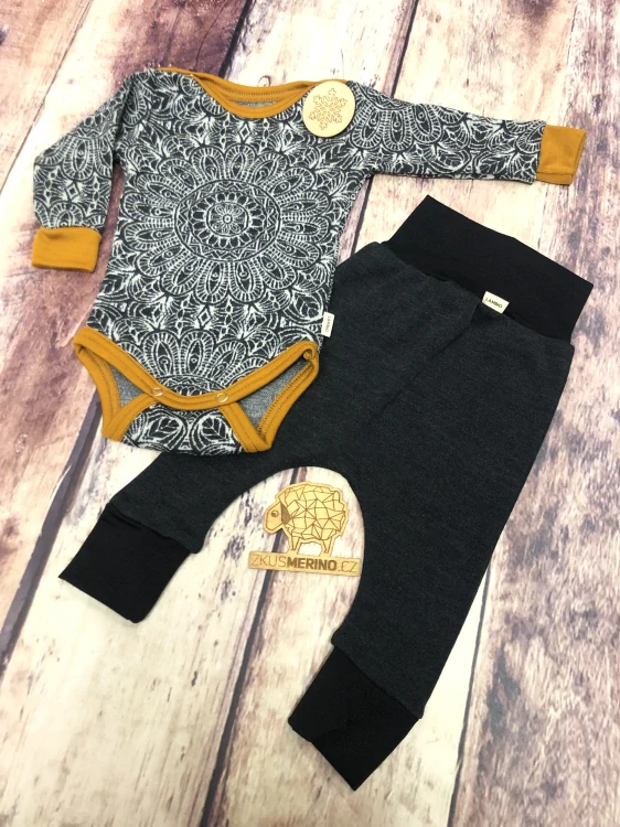 Rostoucí zimní MERINO komplet Lambio, DR - Mandala grafit/grafit