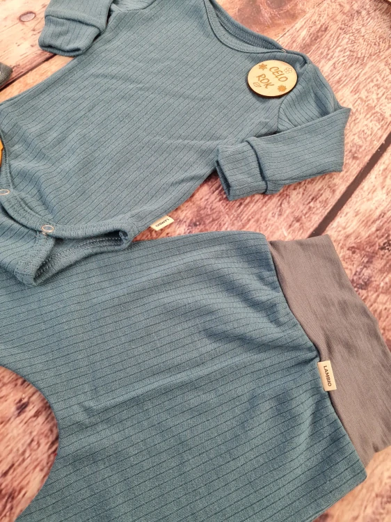 Rostoucí celoroční MERINO komplet Lambio, DR - Modrozelené žebro*