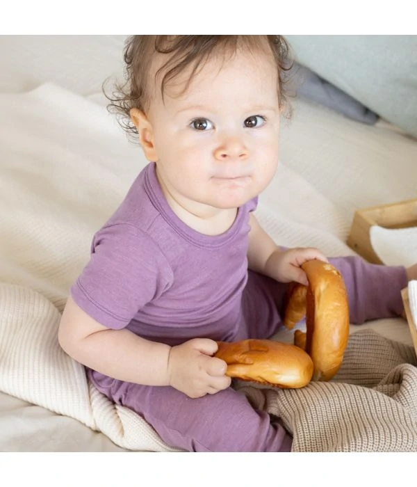 Merino/hedvábí body Iobio, kr. rukáv - Mauve