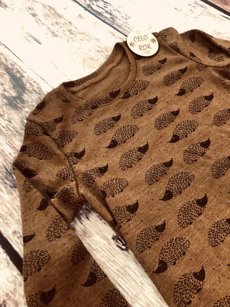 Celoroční MERINO/HEDVÁBÍ tričko Lambio, DR - Ježci skořicoví*