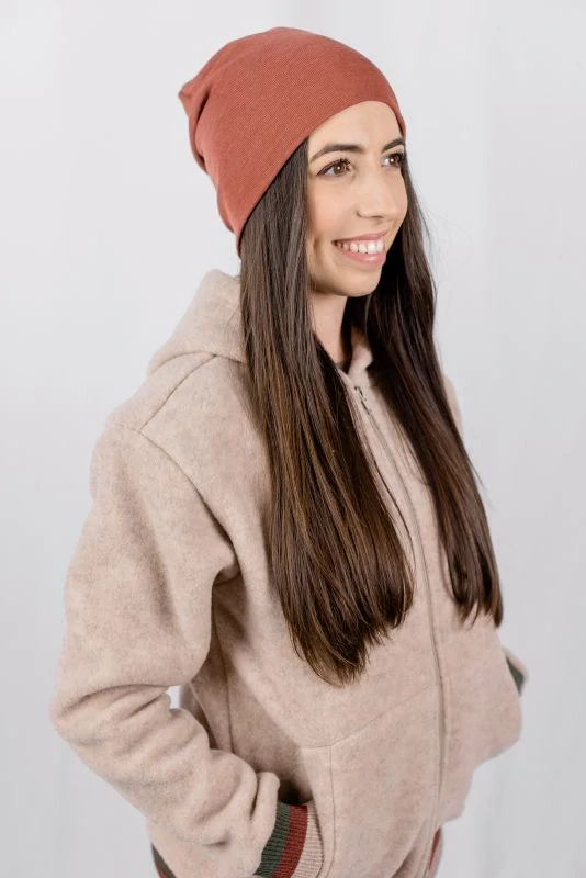 Merino/hedvábí dvouvrstvá čepice Engel pro dospělé - měděná