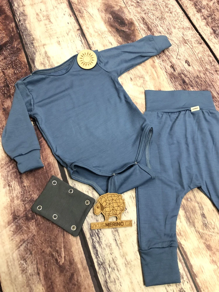 Rostoucí letní MERINO komplet Lambio, DR - Holubí modř*