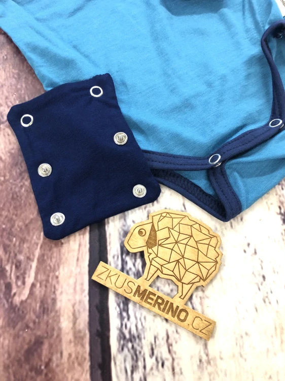 Rostoucí letní MERINO body Lambio, DR - Petrol/navy lem*