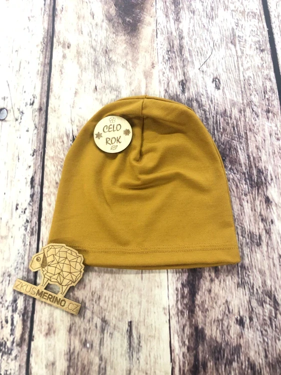 Dětská merino čepice ZM Basic - Hořčice