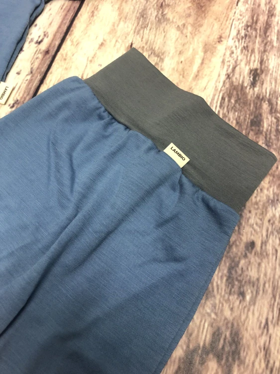 Rostoucí letní MERINO komplet Lambio, KR - Holubí modř/šedý lem*